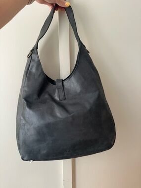 Able Black Leather Shoulder Hobo Bag